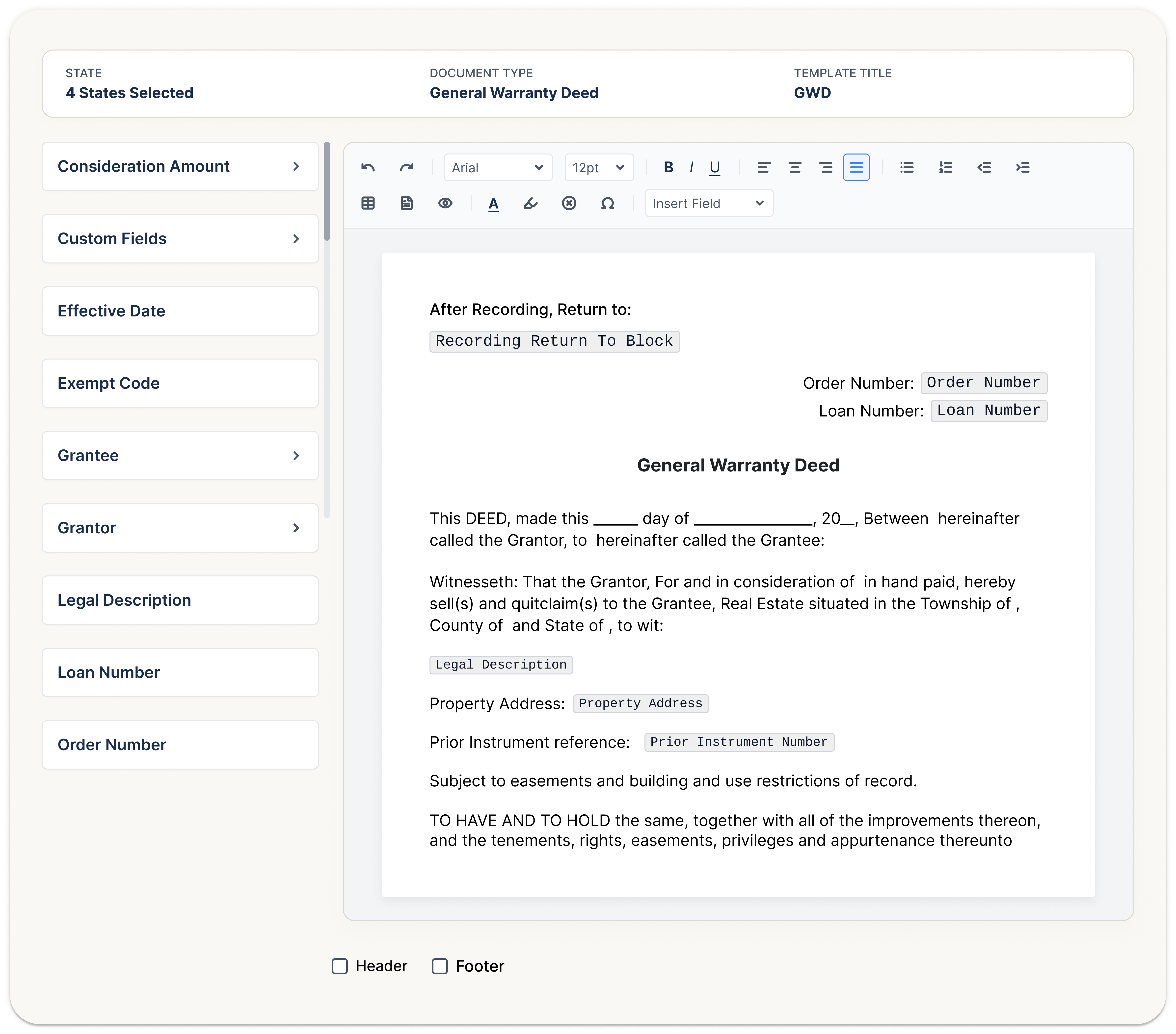 Customizable intake forms preview