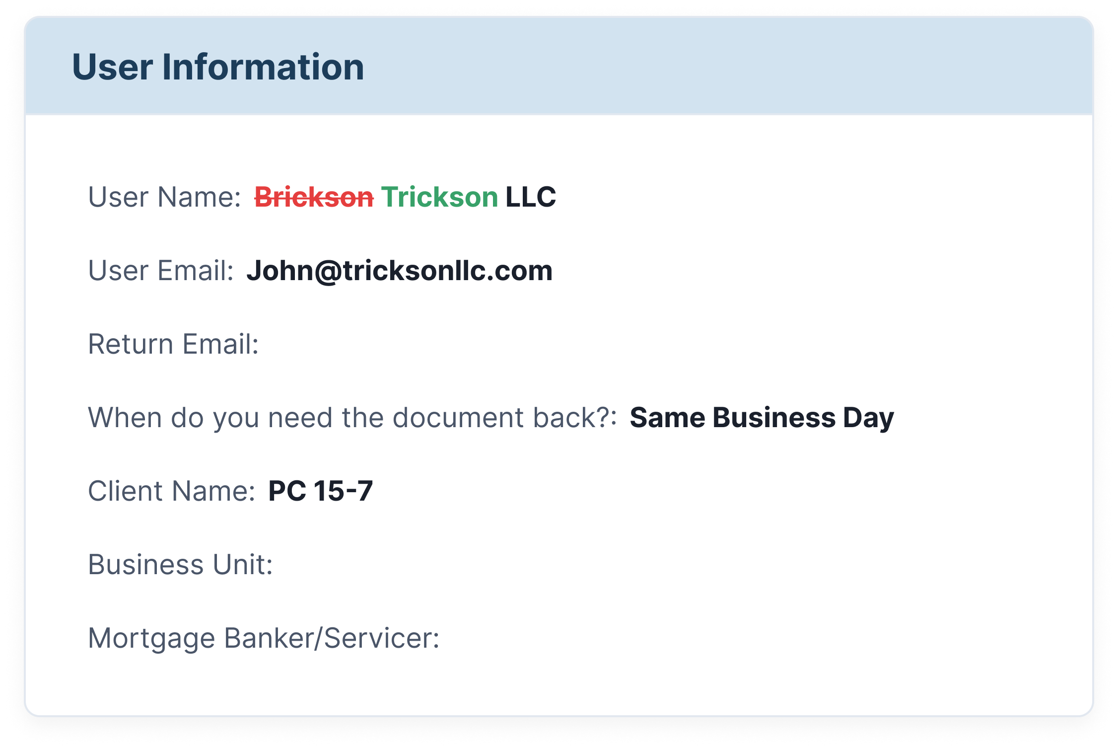 User Information