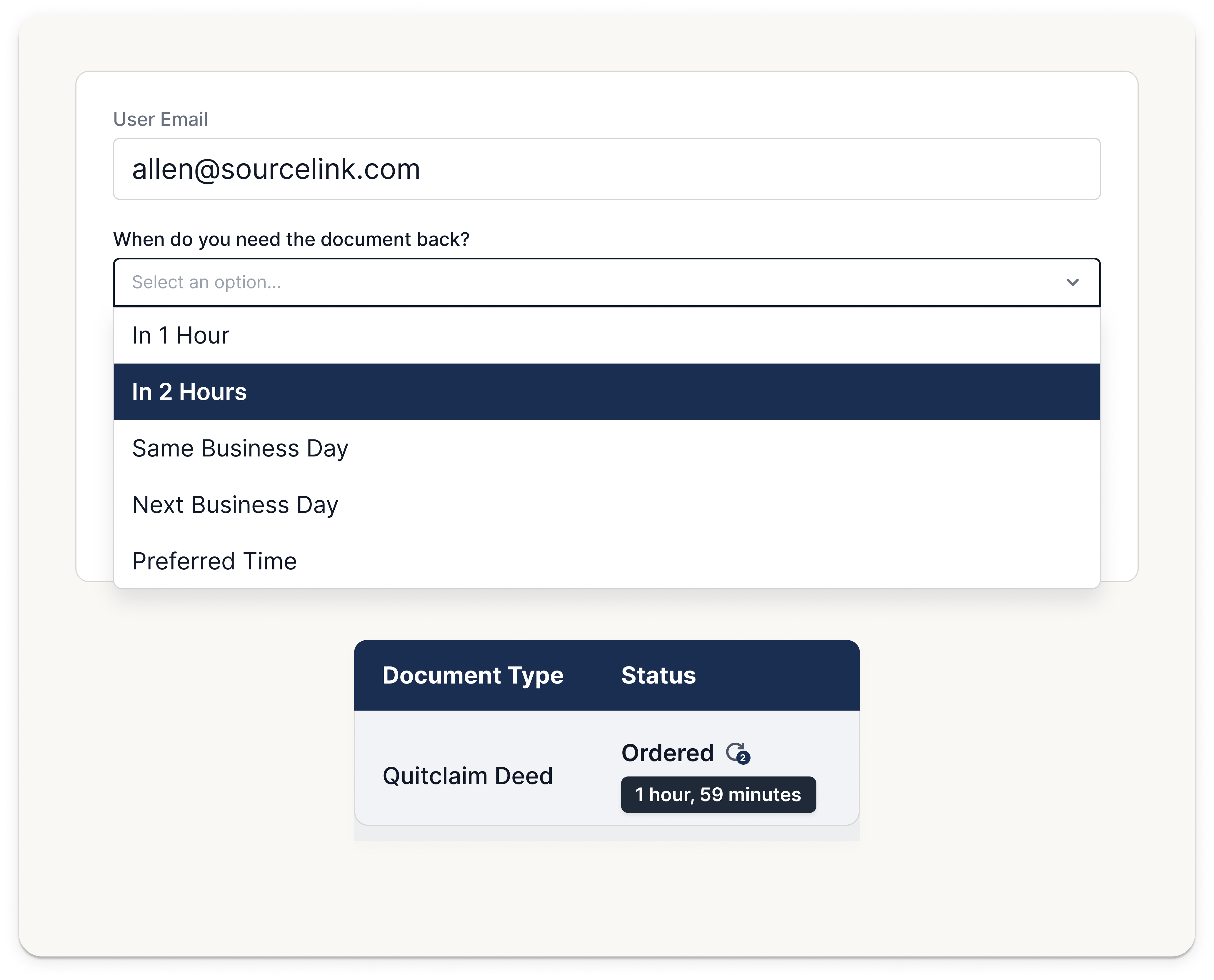 Schedule document delivery to match client closing timeline