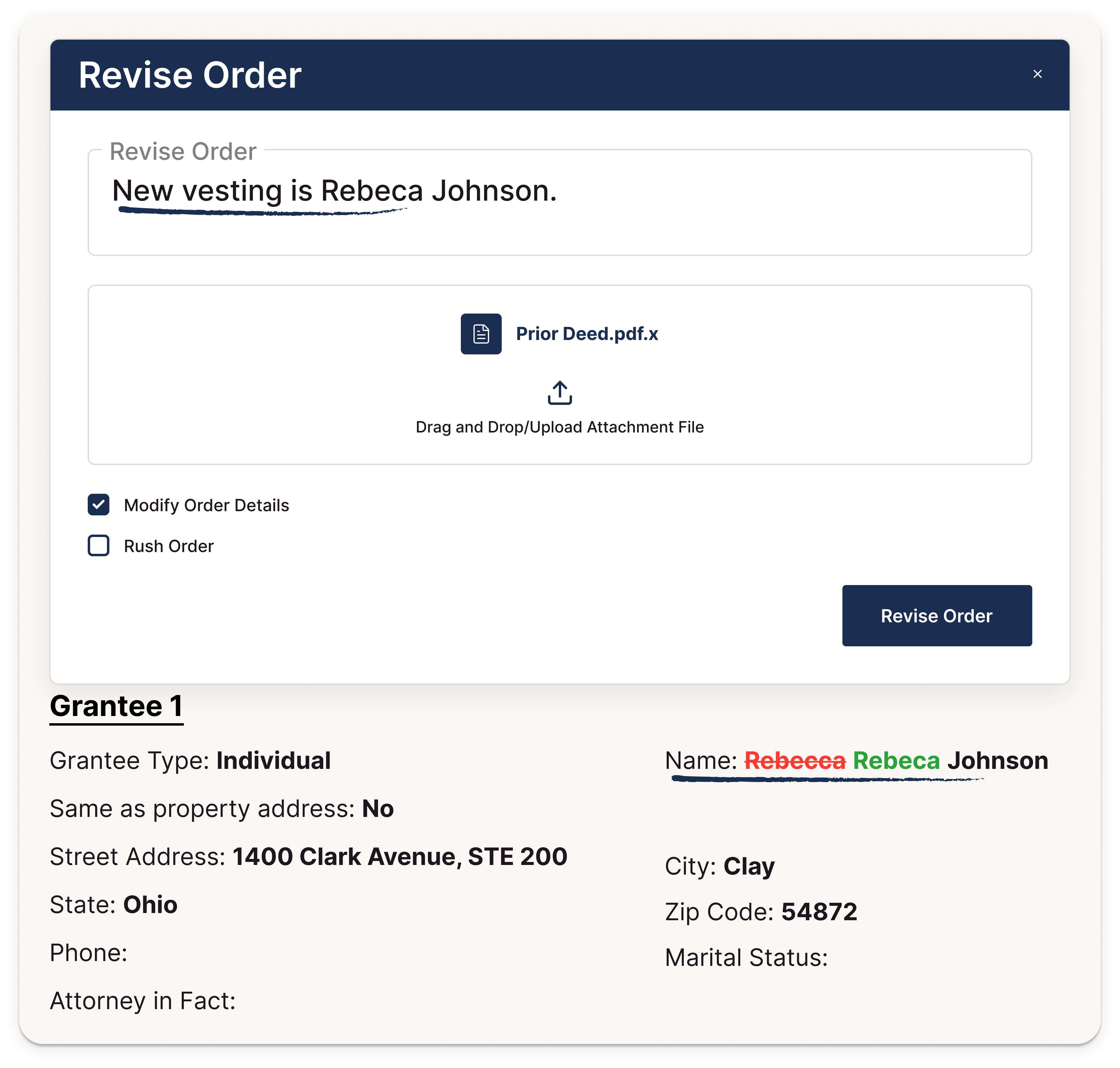 Order revision tracking with contextual annotations