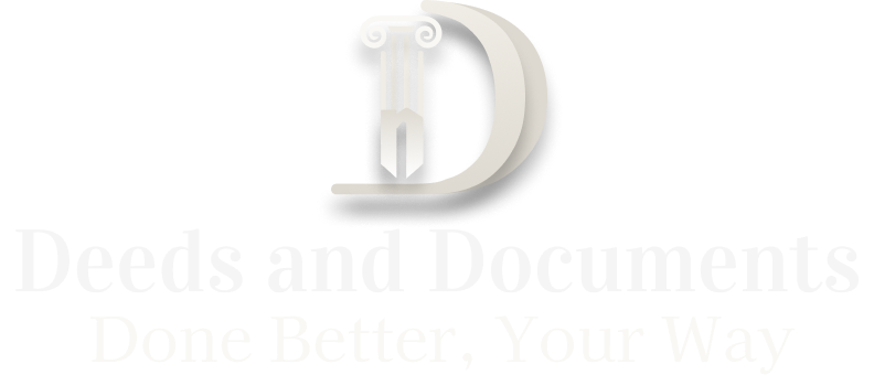 Deeds and Documents logo with tagline